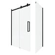 AURLANE - Porte de douche coulissante 120x200 cm noir mat - rail soft close + RETOUR 90 cm - vignette
