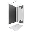 AURLANE - Ensemble complet douche à l'Italiennne avec Receveur 90x90 + Paroi Miroir + Panneaux muraux Ardoise - vignette