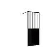AURLANE - Paroi de douche 80x200 cm type Verriere - Verre trempe et Structure aluminium noir mat - GLASSY - vignette