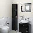 VIDAXL - vidaXL Armoire de salle de bain noir 25x26,5x170 cm bois d'ingénierie - vignette