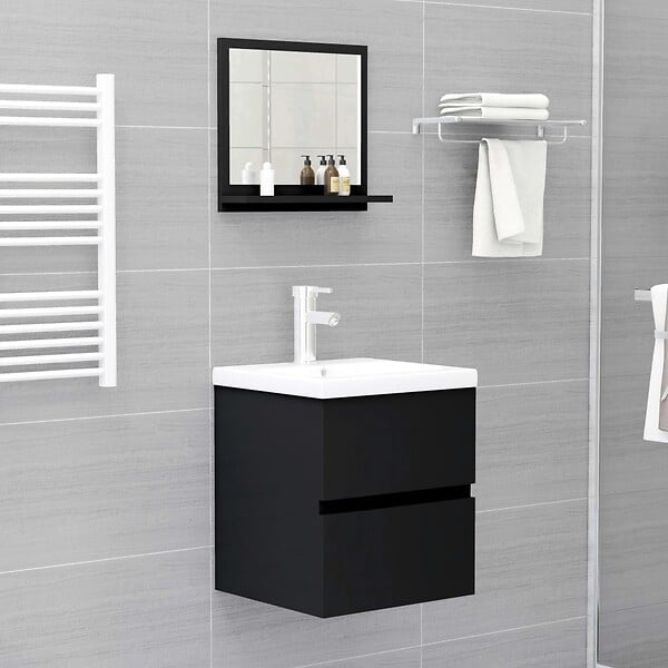 VIDAXL - vidaXL Miroir de salle de bain Noir 40x10,5x37 cm Bois d’ingénierie - large