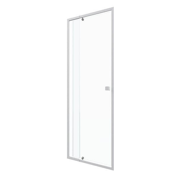 AURLANE - Porte de douche pivotante ajustable de 69 à 80cm en Alu. Blanc et verre transparent - WHITY PIVOT - large