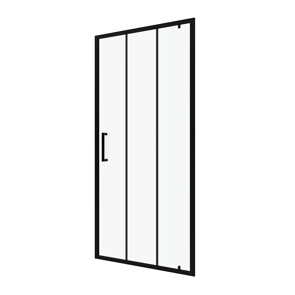 AURLANE - Porte de douche pivotante type industriel - 80x200cm - PROFILE NOIR MAT - verre 6mm - large