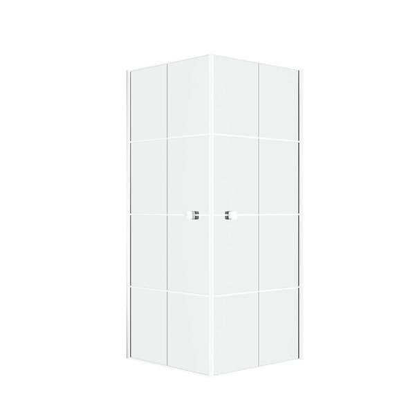 AURLANE - Portes de Douche en Angle 80x80x190 cm - Motifs carrés - Profilés Blanc - WHITE CUBE - large