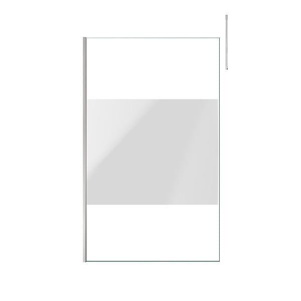 AURLANE - Paroi de Douche 120x200cm Dépolie - Profilé + Barre Plafond Finition Chrome - FREEDOM 2 FROSTED - large
