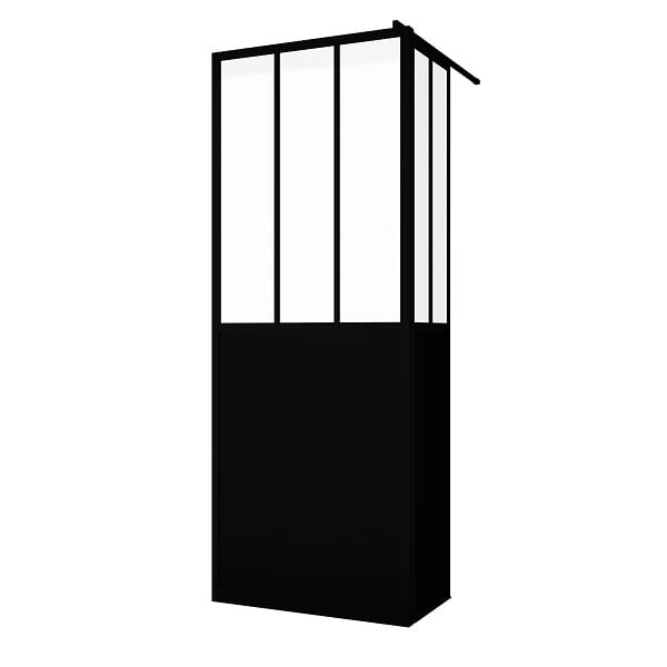 AURLANE - Paroi de Douche Fixe avec Volet Pivotant 80+40 x 200 cm - Finition Noir Mat et Verre Trempé - large