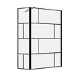 AURLANE - Paroi de douche avec pivot 120+40x195cm - Sérigraphie type Briques et Profilés Noir - DARK BLOCKS - vignette