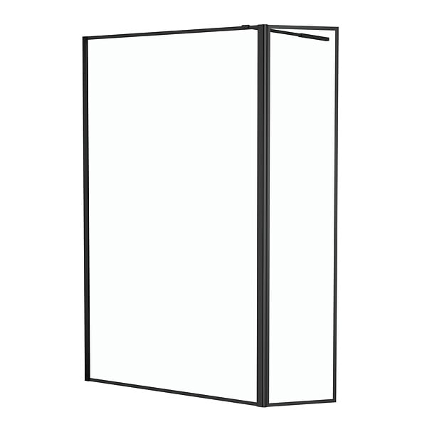 AURLANE - Paroi de Douche avec Volet Pivotant - Cadre et Bras Alu. NOIR MAT - 120+40x200cm - DARK CONTOURING - large