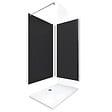 AURLANE - Pack Douche a l'Italienne 90x120 - Kit Panneaux Muraux Noir/Chrome + Receveur + Paroi 8 mm - vignette