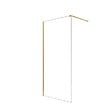 AURLANE - Paroi de Douche 100x195 cm en Verre Trempé 5 mm - Finition Or Brossé - GOLD ELEMENTARY - vignette