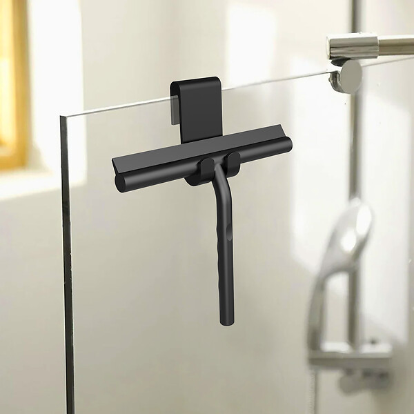 Raclette de douche noir avec support - large