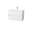 AURLANE - Pack Meuble Salle de Bains 80 cm Laqué Blanc, 2 tiroirs avec Vasque Céramique - XENOS - vignette