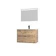 AURLANE - Pack Meuble SDB 80cm suspendu 2 tiroirs Chene_Vasque blanche + Miroir Led - TIMBER 80_Pack36 - vignette