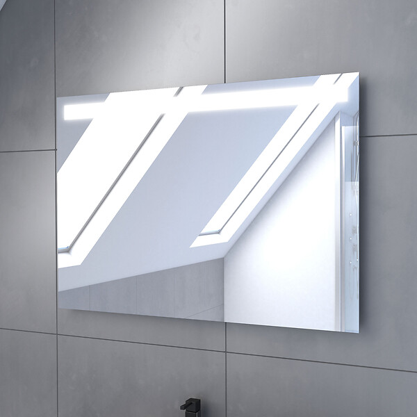 AURLANE - Pack Meuble SDB 80cm suspendu 2 tiroirs Chene_Vasque blanche + Miroir Led - TIMBER 80_Pack36 - large