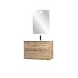AURLANE - Pack Meuble SDB 80cm suspendu 2 tiroirs Chene_Vasque blanche + Miroir Led - TIMBER 80_Pack37 - vignette