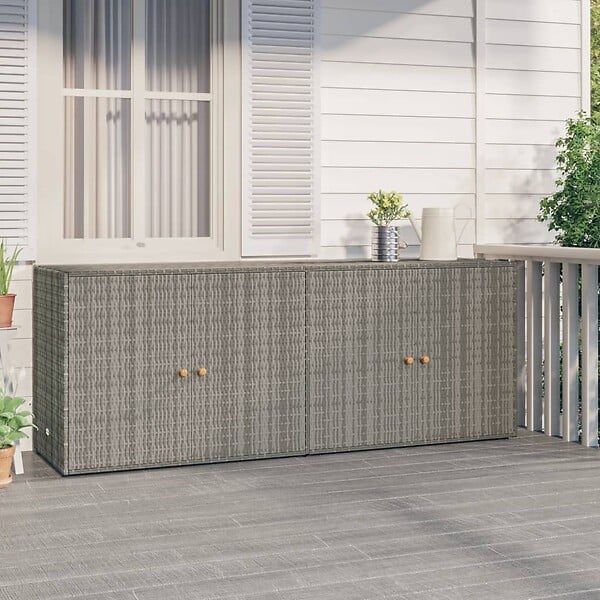 VIDAXL - vidaXL Armoire de rangement jardin Gris 198x55,5x80 cm Résine tressée - large
