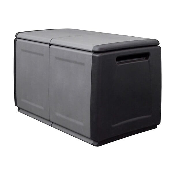 INTEC - Coffre de rangement 230L Coffre de Jardin Gris/Noir 96 x 53 x H57cm Poignées de transport polypropylène INTEC - large
