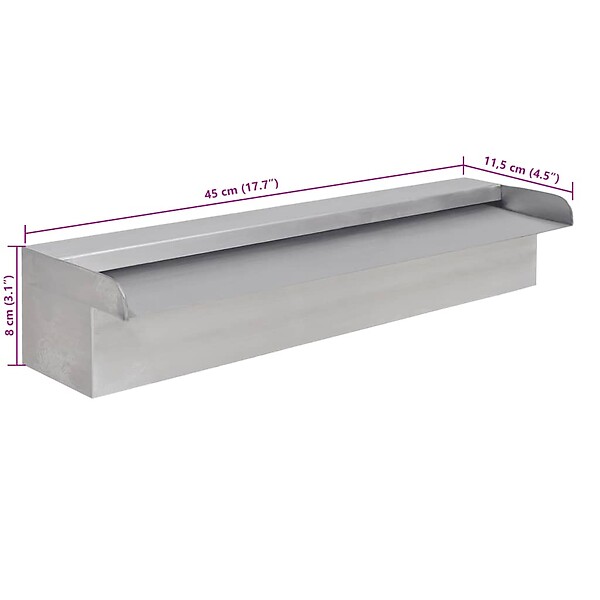VIDAXL - vidaXL Lame d'eau rectangulaire 45 cm Acier inoxydable pour piscine - large