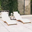 VIDAXL - vidaXL Chaises longues lot de 2 avec coussins Bois massif de teck - vignette