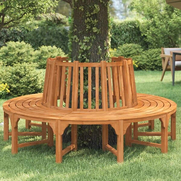 VIDAXL - vidaXL Banc de tour d'arbre rond Ø208 cm bois massif eucalyptus - large