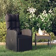 VIDAXL - vidaXL Chaise inclinable de jardin et coussin Résine tressée Noir - vignette