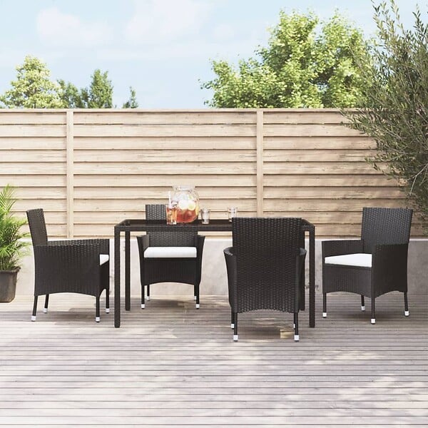VIDAXL - vidaXL Chaises de jardin avec coussins lot de 4 Résine tressée Noir - large
