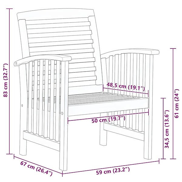 VIDAXL - vidaXL Chaises de jardin lot de 2 Bois d'acacia massif - large