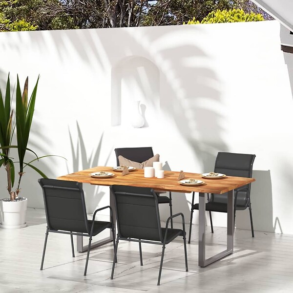 VIDAXL - vidaXL Chaises de jardin 4 pcs Acier et textilène Noir - large