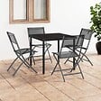VIDAXL - vidaXL Chaises d'extérieur pliables lot de 4 Noir Acier et textilène - vignette