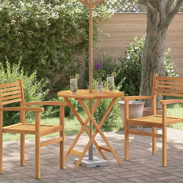 VIDAXL - vidaXL Table de jardin pliable Ø60x75 cm Bois d'eucalyptus solide - large