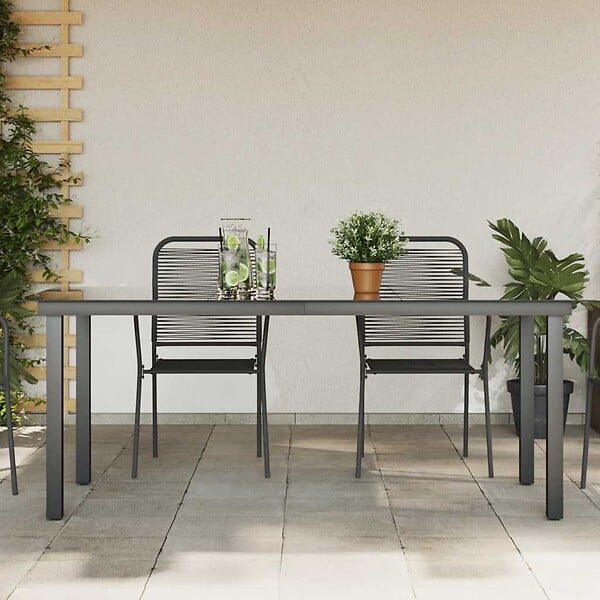 VIDAXL - vidaXL Table de jardin Noir 190x90x74 cm Aluminium et verre - large