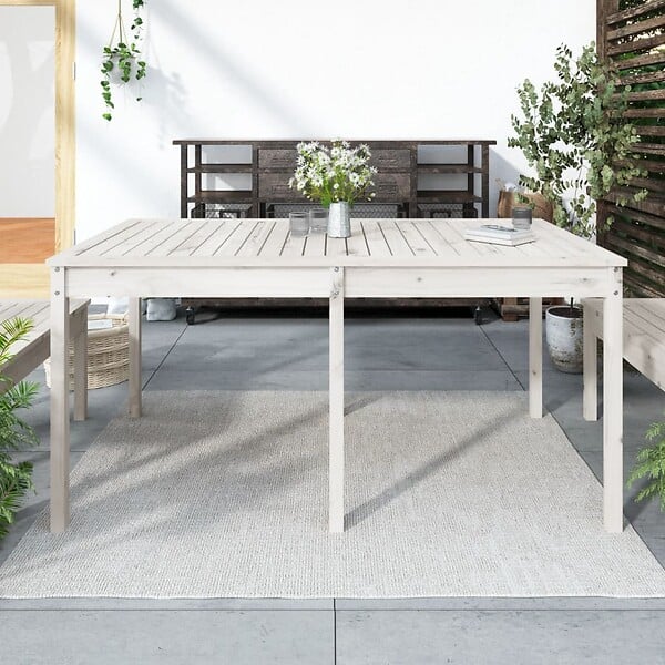 VIDAXL - vidaXL Table de jardin blanc 159,5x82,5x76 cm bois massif de pin - large
