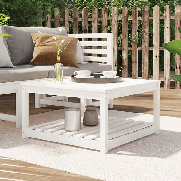 VIDAXL - vidaXL Table de jardin blanc 82,5x82,5x45 cm bois massif de pin - large