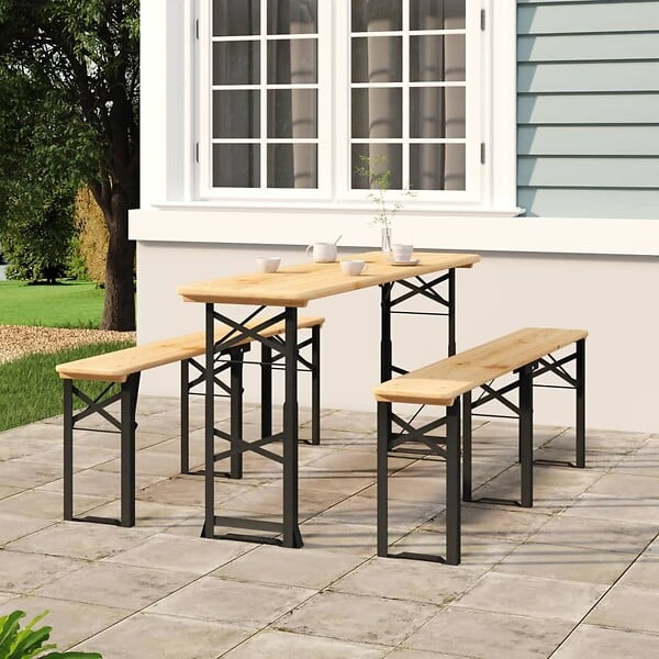 VIDAXL - vidaXL Table à bière pliable 170x50x75/105 cm bois massif de sapin - large