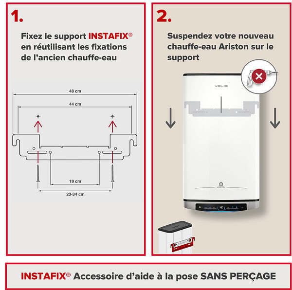 ARISTON - Ariston InstaFix - Support Pose Facile - Sans Perçage - ARISTON - Chauffe-eau VELIS / PRO1 / LYDOS - 4090002 - large