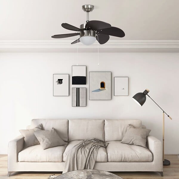 VIDAXL - vidaXL Ventilateur de plafond avec lampe 76 cm Marron foncé - large