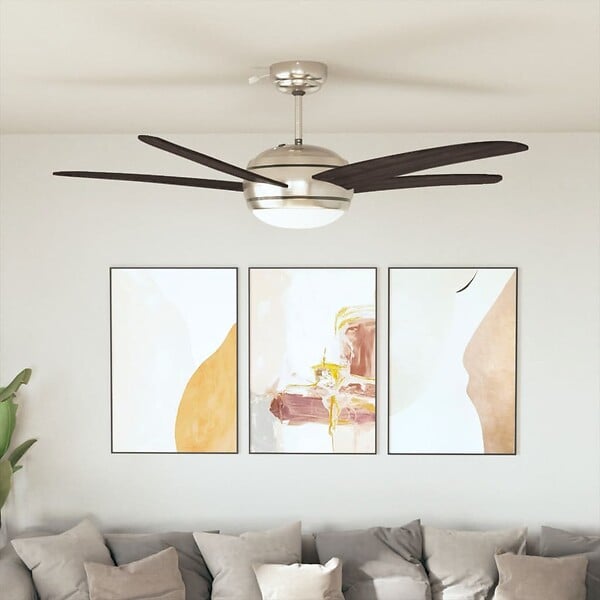 VIDAXL - vidaXL Ventilateur de plafond orné avec lampe 128 cm Marron - large