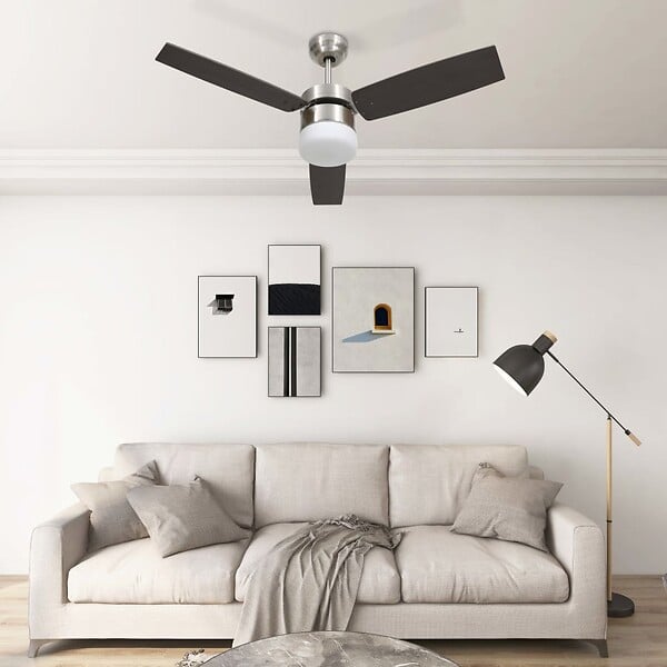 VIDAXL - vidaXL Ventilateur de plafond lampe et télécommande 108cm Marron foncé - large