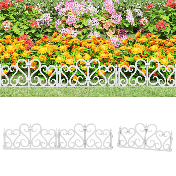 VIDAXL - vidaXL Bordures de pelouse 17 pcs Blanc 10 m PP - large