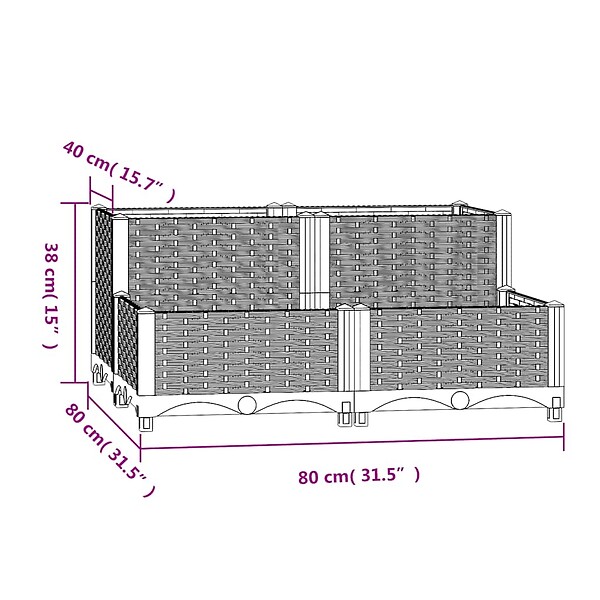 VIDAXL - vidaXL Lit surélevé 80x80x38 cm Polypropylène - large