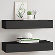 VIDAXL - vidaXL 2x Etagères à Tiroirs Murales Etagères Flottantes Suspendues Supports Muraux Salon Salle de Séjour Maison Intérieur Noir 60x23,5x10 cm MDF - vignette