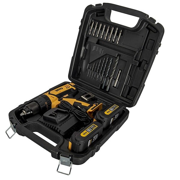 VITO - Perceuse visseuse sans fil 18V VITO + 2 Batteries Lithium 2.0 Ah +18 accessoires + Sac à dos + Mallette VITO - large