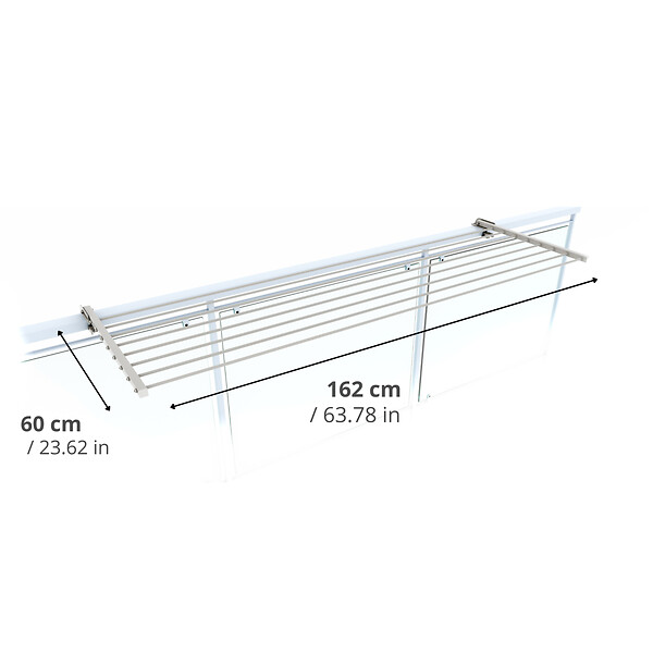 FOXYDRY - Étendoir balcon pliable et inclinable anti-rouille – blanc – 162x63x8 cm - FOXYDRY DUO - large