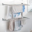 FOXYDRY - Étendoir à linge mural en aluminium résistant – gris – 82x50x10 cm - FOXYDRY Fold Down 80 - vignette