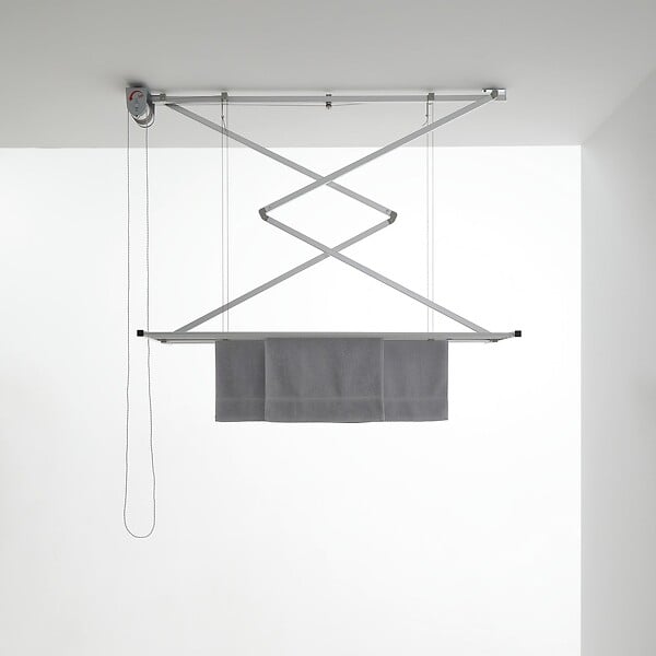 FOXYDRY - Étendoir de plafond manuel en aluminium résistant – gris – 128x54x25 cm - FOXYDRY Mini 120 - large