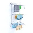 FOXYDRY - Étendoir mural 3 grilles pour intérieur et extérieur – gris – 88x52x137 cm - FOXYDRY Tower - vignette