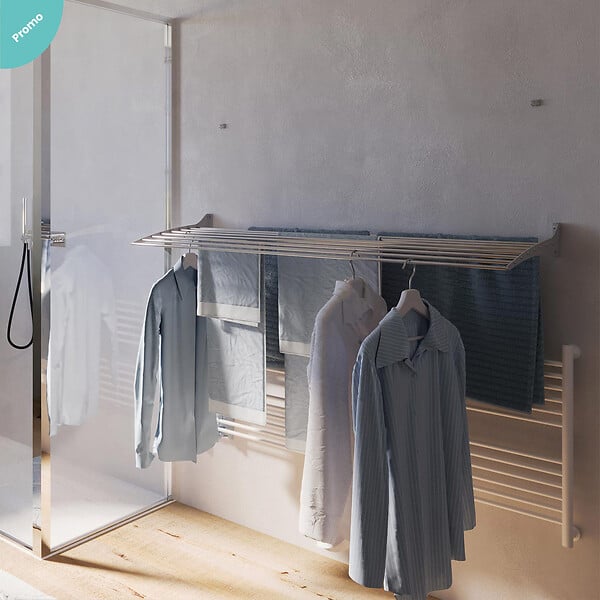 FOXYDRY - Étendoir à linge mural pour intérieur et extérieur – gris – 100x50x10 cm - FOXYDRY Fold Down 100 - large