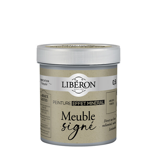 LIBERON - Meuble signé, Peinture Effet minéral Argile verte 0,5L - large