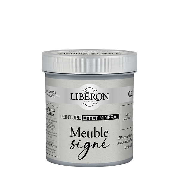 LIBERON - Meuble signé, Peinture Effet minéral Gris marbre 0,5L - large