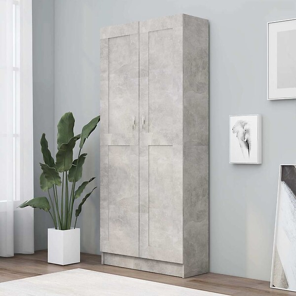 VIDAXL - vidaXL Bibliothèque Gris béton 82,5x30,5x185,5 cm Bois d'ingénierie - large